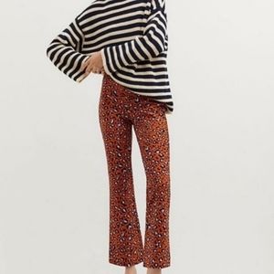 MAEVE ANTROPOLOGIE leopard print The Margot Kick-Flare Cropped Pant XL